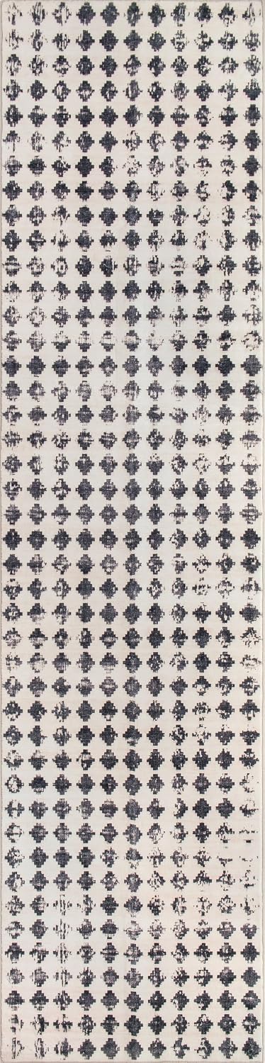 Rugshop Non-Slip Washable Distressed Abstract Runner Rug Ivory 2' x 8'