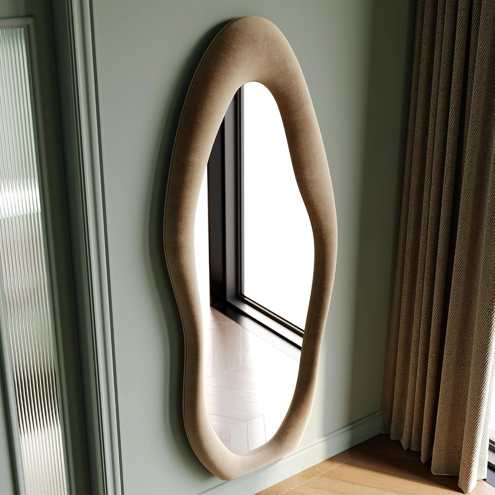 Honyee Full Length Mirror, 63" x 24" Wall Mirror, Flannel Wrapped W...