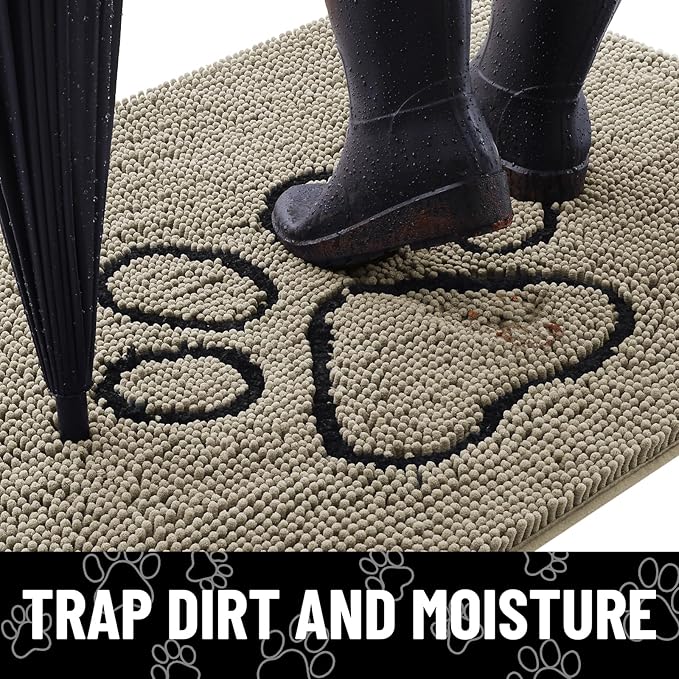 Smiry Dog Door Mat for Muddy Paws, Absorbent Dirt Trapper Non Slip Quick Dry