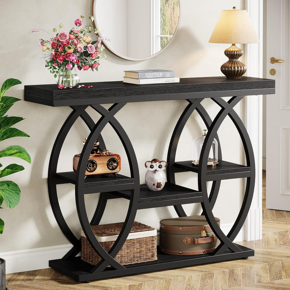 Tribesigns 39.4" Console Table, Industrial 4-Tier Sofa Table Entryway Ta...