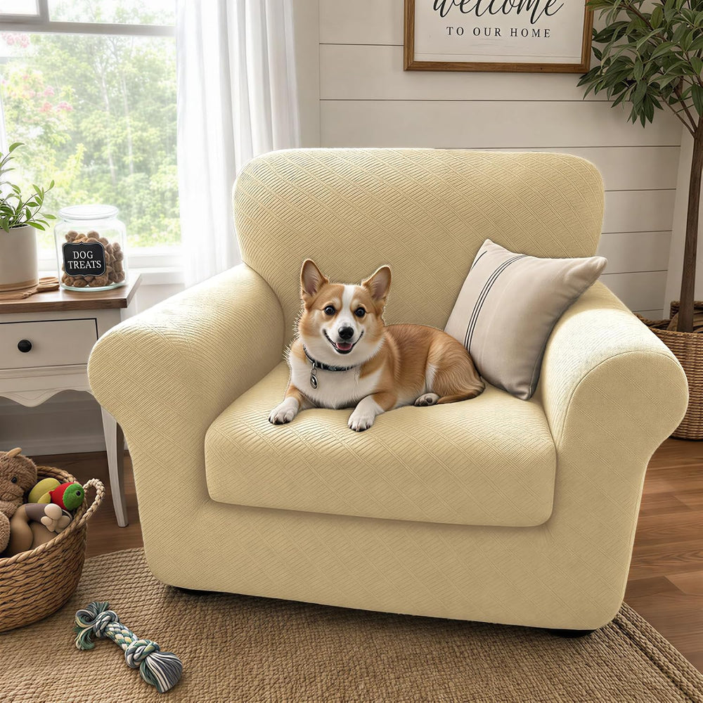 XINEAGE 2-Piece Stretch Armchair Sofa Cover, Washable Couch Covers for Dog