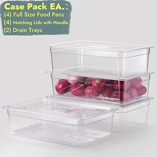 CURTA 4-Pack Full Size 6" Deep NSF Polycarbonate Food Pans