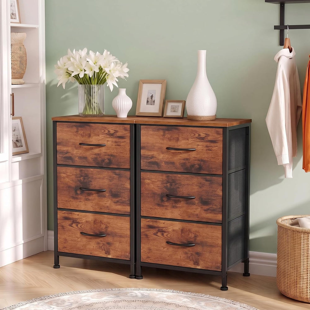 3 Drawers Dresser for Bedroom Fabric Storage Tower with Wooden Top