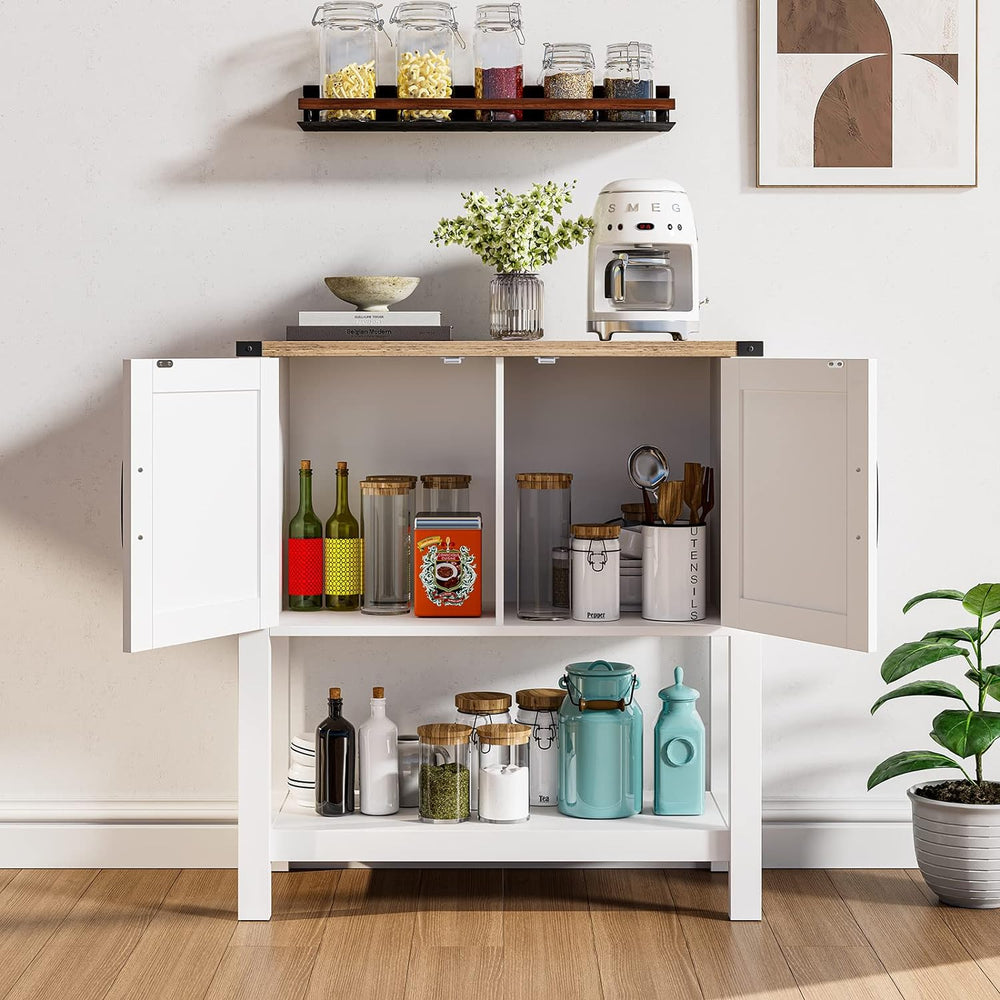Mufico Console Table Coffee Bar Sofa Cabinet, 31.5Lx13.8Dx34.65H(White)