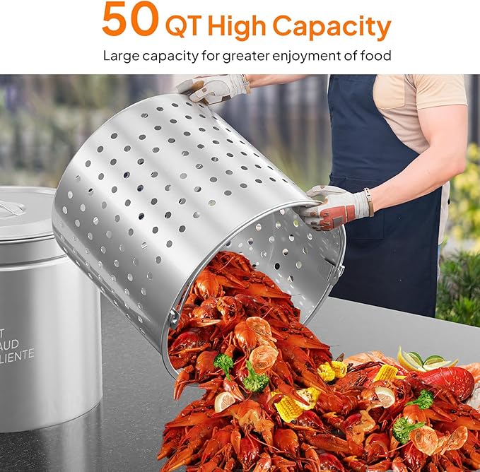 ROVSUN 50-Quart Stainless Steel Turkey Fryer & Seafood Boil Pot