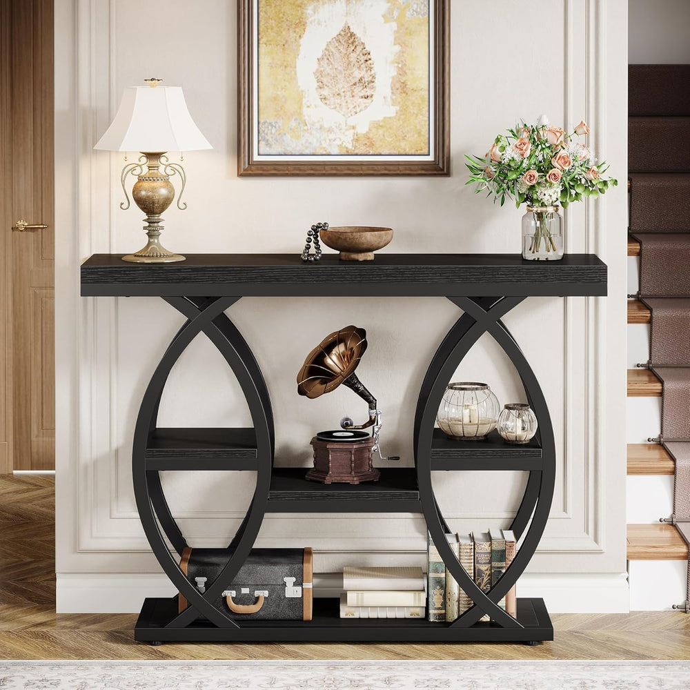 Tribesigns 39.4" Console Table, Industrial 4-Tier Sofa Table Entryway Ta...