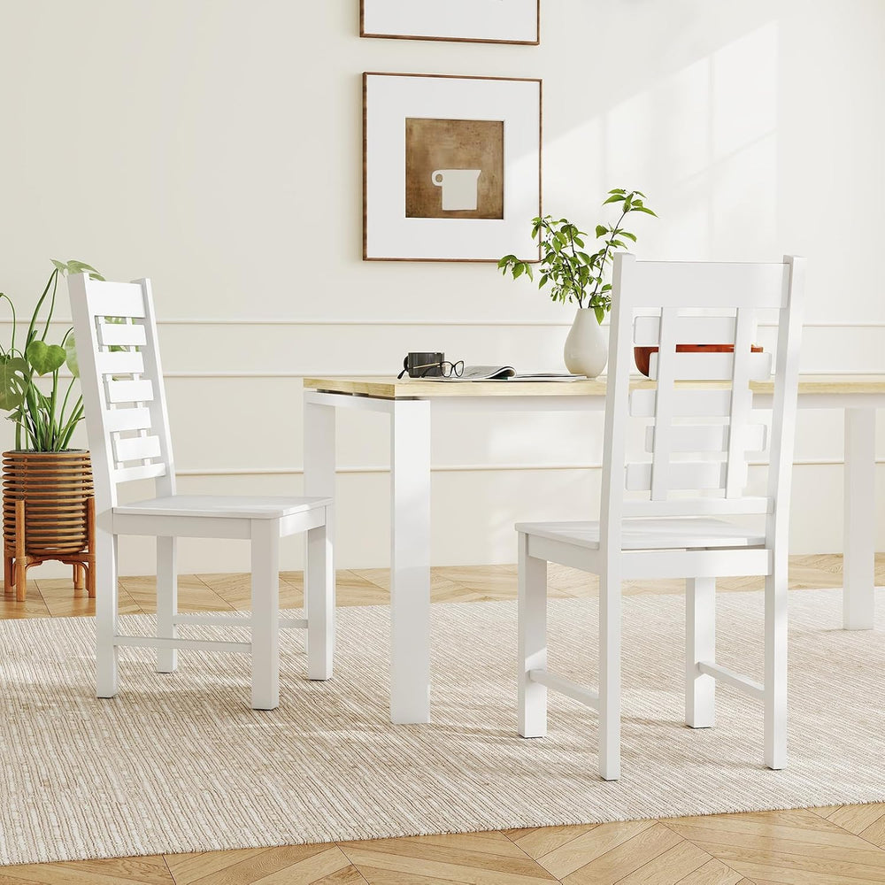 Giantex Wooden Dining Chairs Set of 4, 100% Solid Rubber Wood Kitchen Chair w...