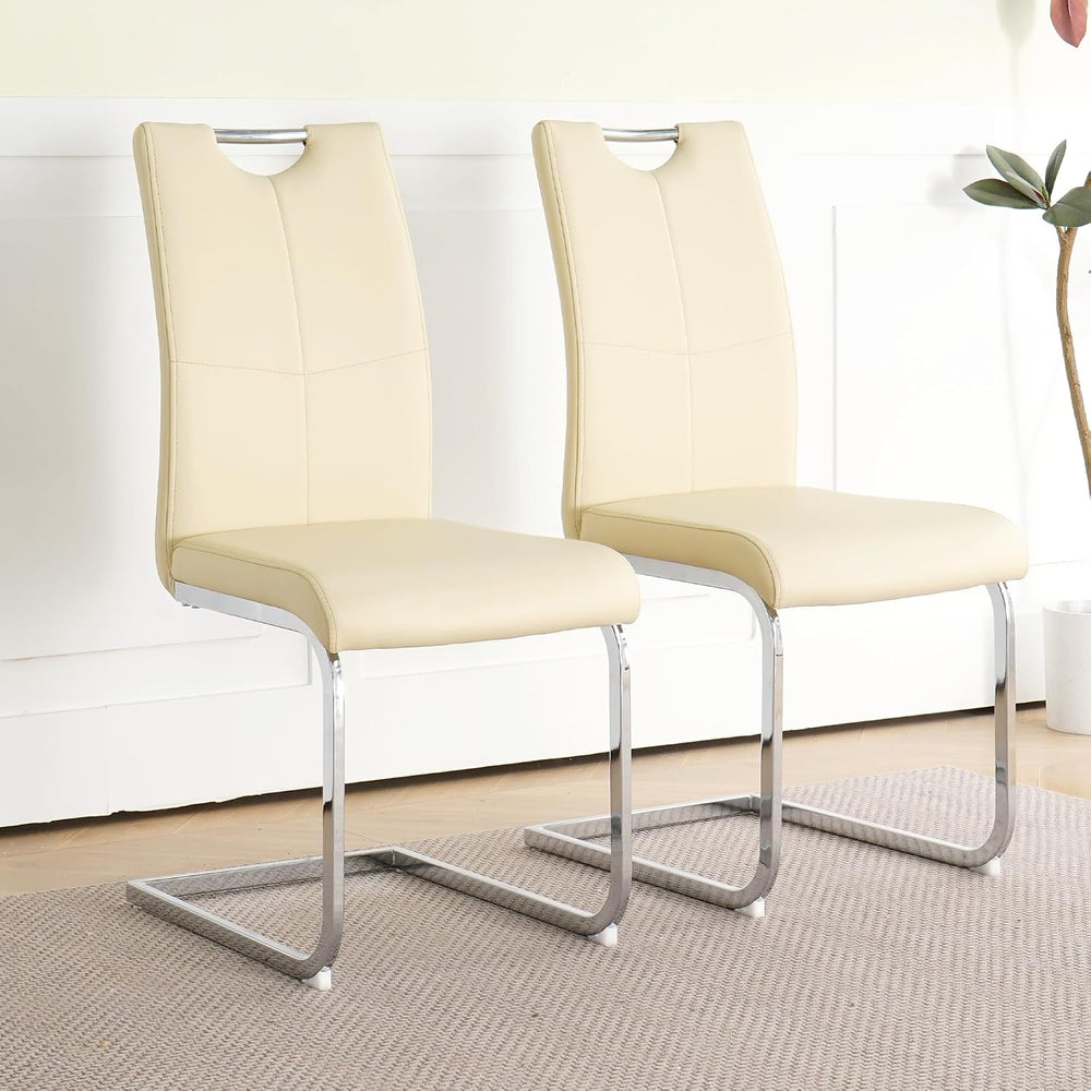 Goujxcy Dining Chairs Set of 2, Modern High Back Kitchen Chairs with Metal Le...