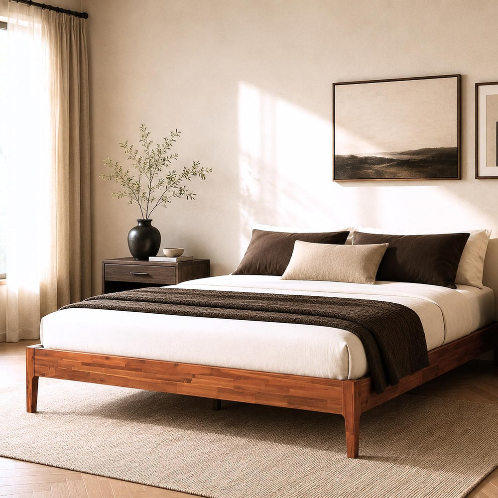 Camila 14'' Luxury Queen Bed Frame – Japanese Joinery Bed Frame, Wood...