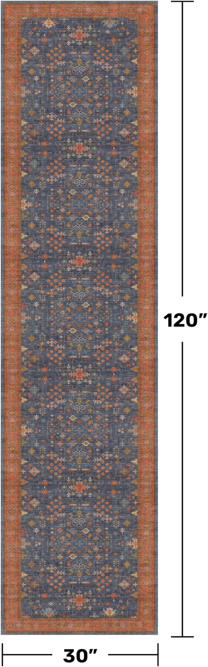 Navy Blue Washable 10 ft Long Runner