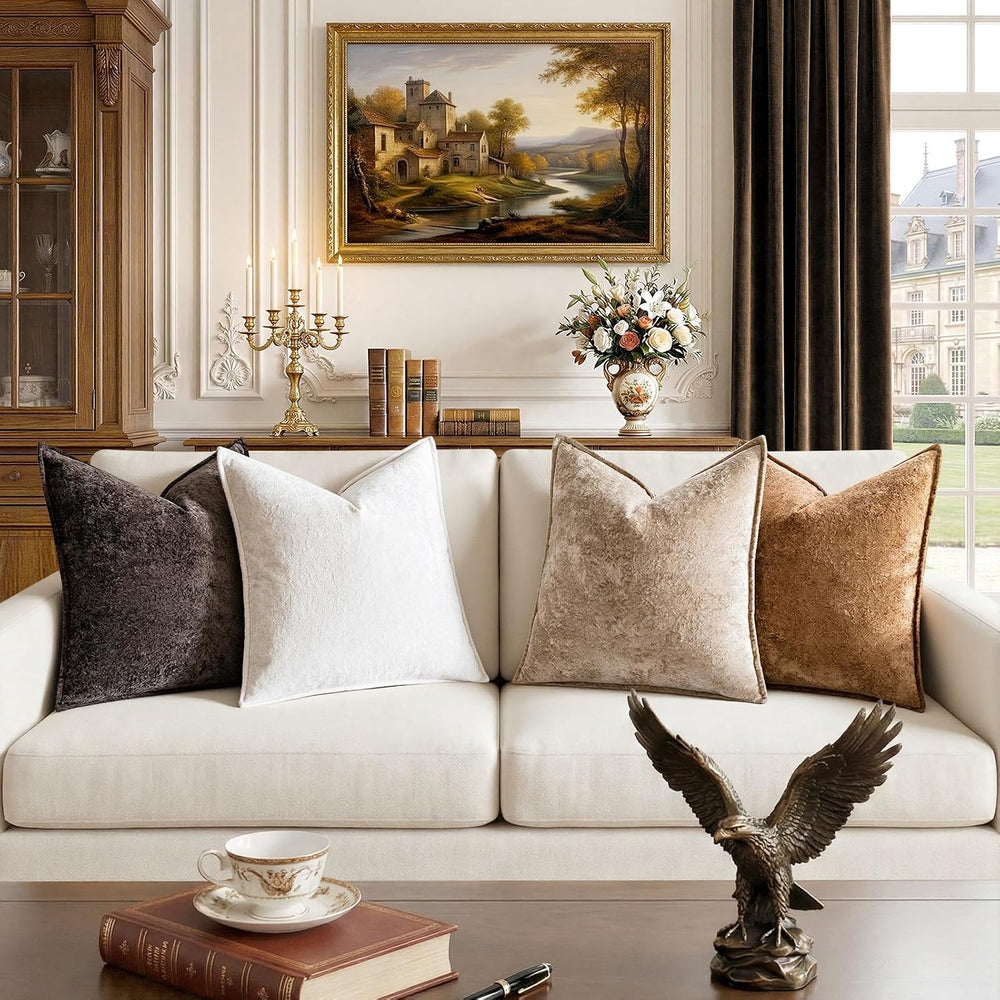 a moment Throw Pillow Covers 22X22 Inch 4 Packs,Soft Velvet Decorative Pillow...