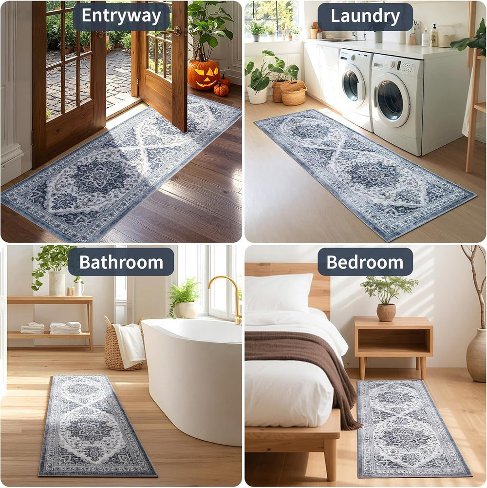 UKISS Washable Runner Rug ,2x6 Non-Slip Soft Boho Vintage Hallway Runner Rugs...