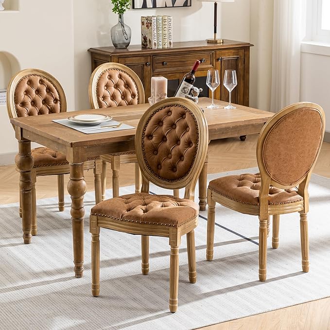 French Country Dining Chairs Set of 2, Caramel Kitchen & Dining Room Chai...
