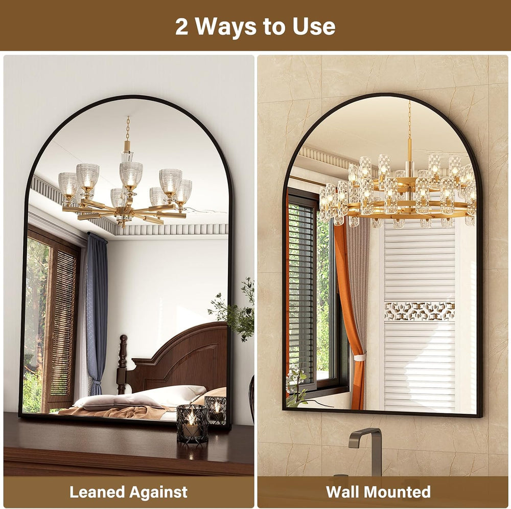 XRAMFY 24"x36" Black Arched Bathroom Mirror - Wall Mirror for Bedroom