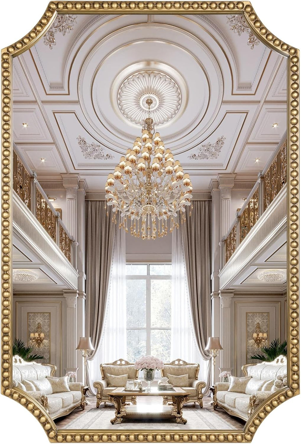 24"x36" Mirror for Wall, Scalloped Corners Rectangle Decorative Mir...