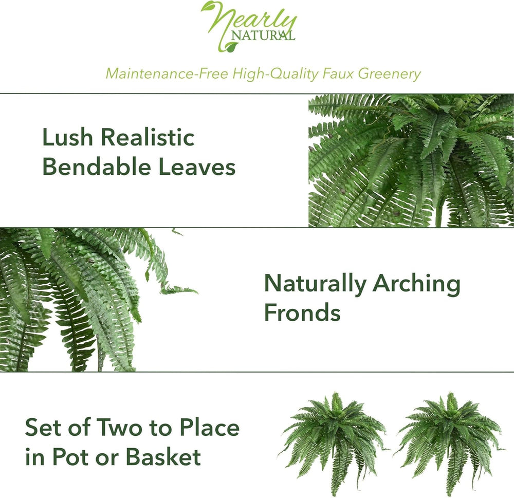 Nearly Natural 48in Boston Fern Artificial Plant, Large Hanging Fake Plant wi...