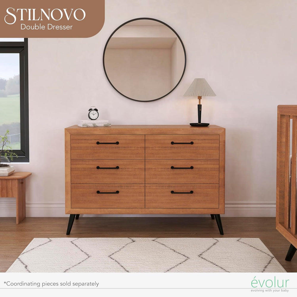 Evolur Stilnovo Mid Century Dresser, in Sugar Cane