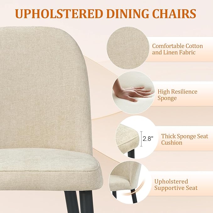 Upholstered Dining Chairs Set of 8 Modern Kitchen Chairs Chenille Fabric Dini...