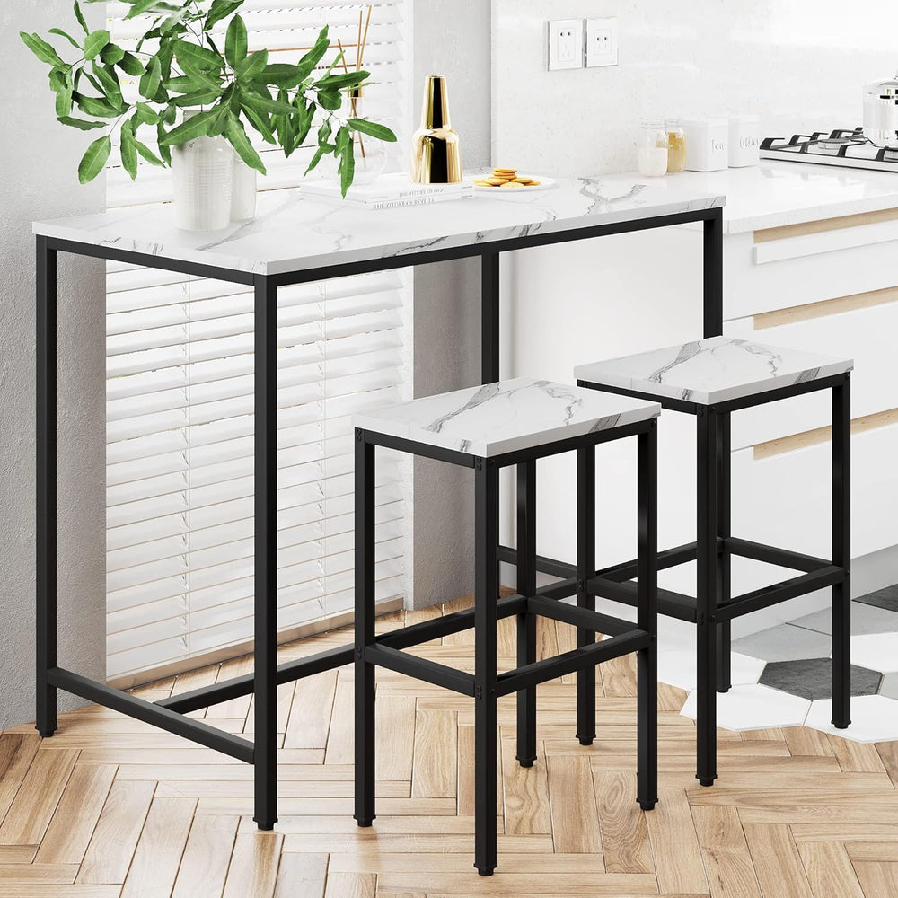 Yongchuang 3 Piece Bar Table Set, White Bar Table and Chairs Set for 2, Moder...