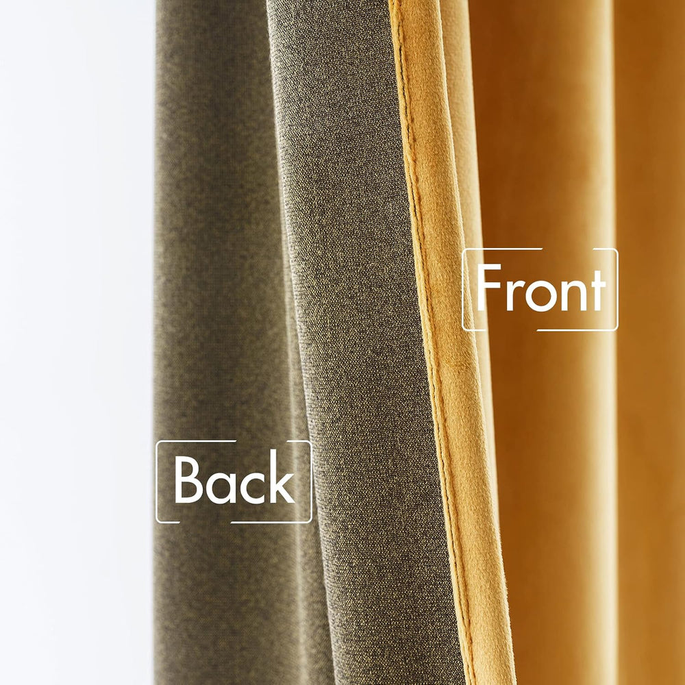 MIULEE Velvet Blackout Curtains 52x84 inches 2 Panels Mustard Yellow