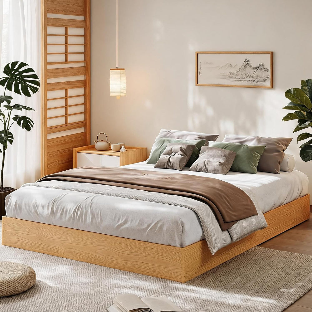 IDEALHOUSE Full Wood Platform Bed Frame with Low Profile Design