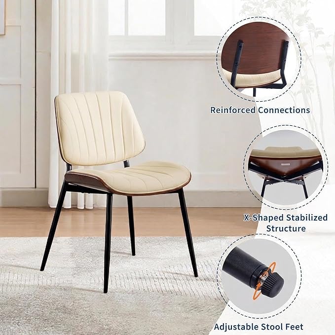 Garvee Dining Chairs Set of 2, Mid-Century Modern Upholstered Retro PU Leathe...