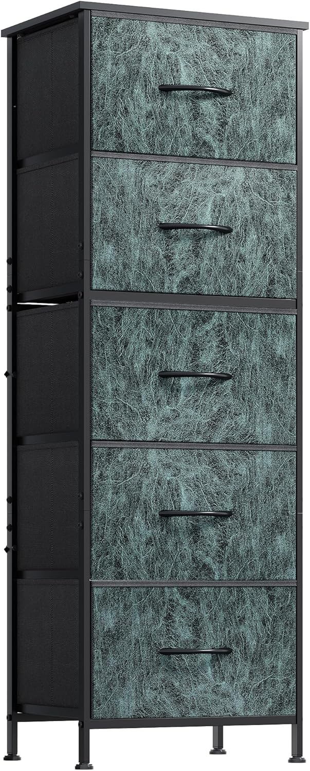 WLIVE Tall Dresser for Bedroom, 5 Drawer Dresser, Vintage Green