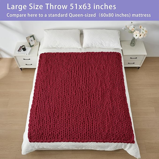 Bigacogo Chunky Knit Throw Blanket