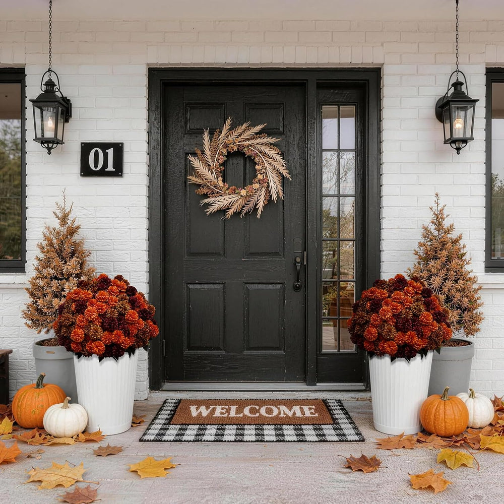 12 Bundles Artificial Fall Mums Outdoor Flowers, UV Resistant Faux Autumn Dai...