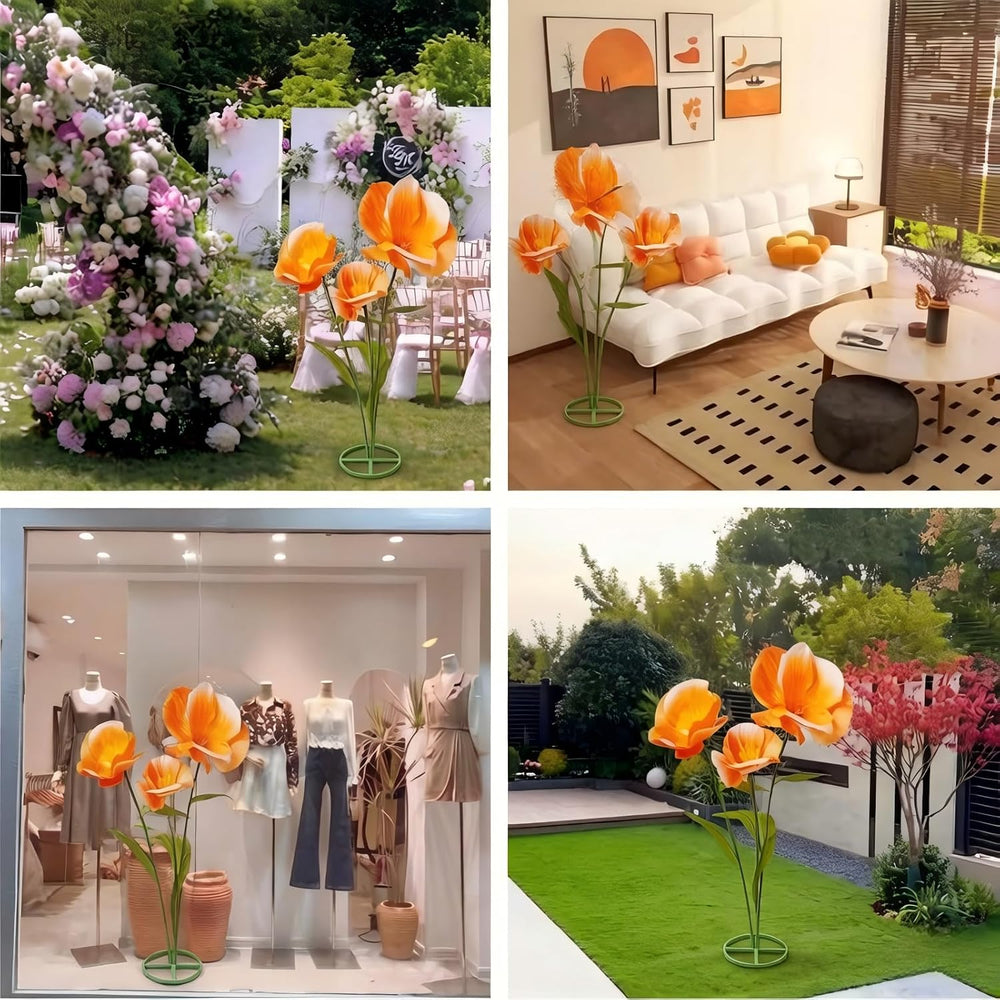 Giant Fake Artificial Flowers Decoracion Set - 5.9 Ft Adjustable Waterproof 3...