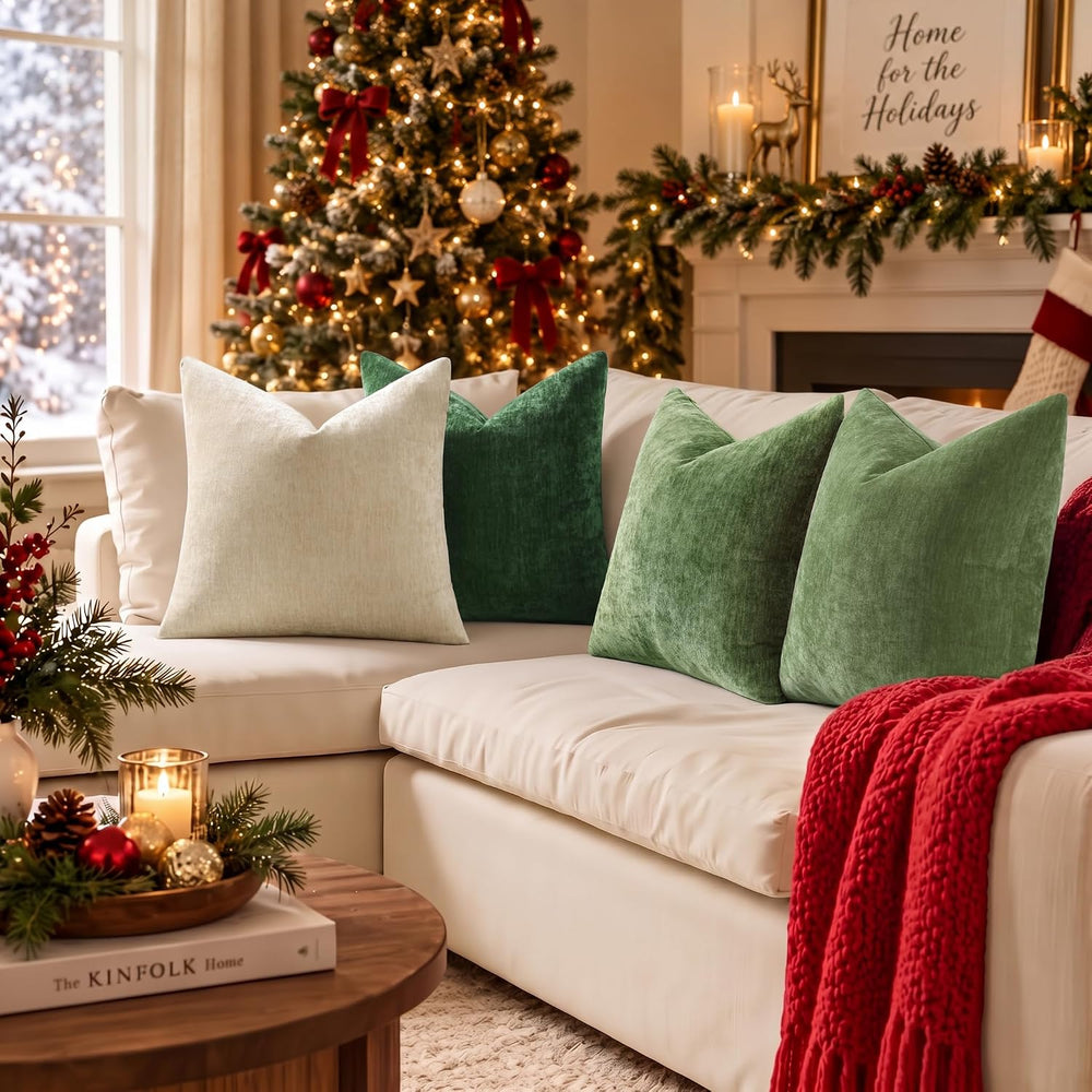 decorUhome Christmas Moss Green Throw Pillow Covers 24X24 Set of 2