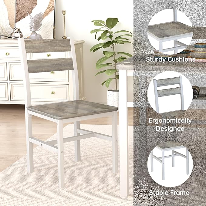 Hooseng Dining Table Set for 4, Wood Kitchen Table Chairs Set with Storage, F...