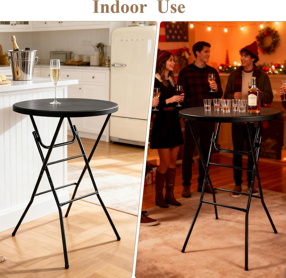 Cocktail Table, D32in x H43.3in Folding Round Cocktail Table High Top | Folda...