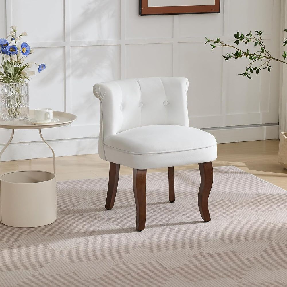 WUTUTUEE Velvet Vanity Chair with Back, Tufted Upholstered Vanity Stool with ...