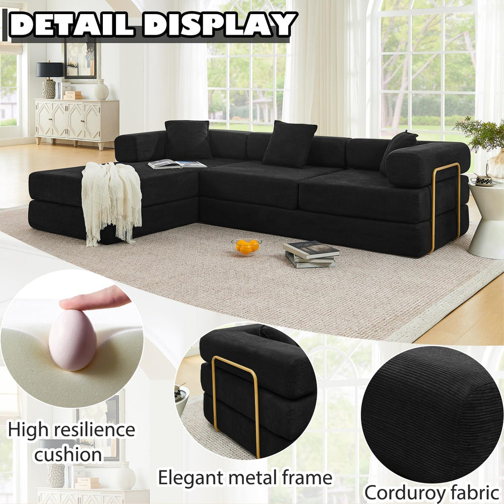 HANXIN 108'' Futon Sleeper Sofa Bed, Boneless Couch for Living Room, ...