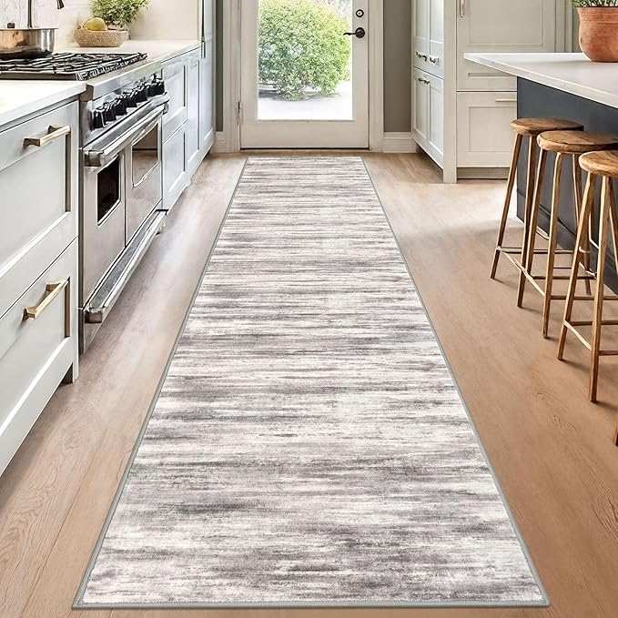 KOZYFLY Modern Abstract Washable Rug Runner 2.6x12 Hallway Rug Runner Non-Slip