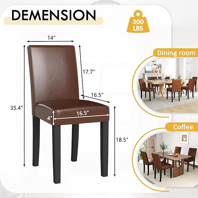 LSSPAID Dining Chairs Set of 2, Modern Stylish PU Leather Upholstered Parson ...