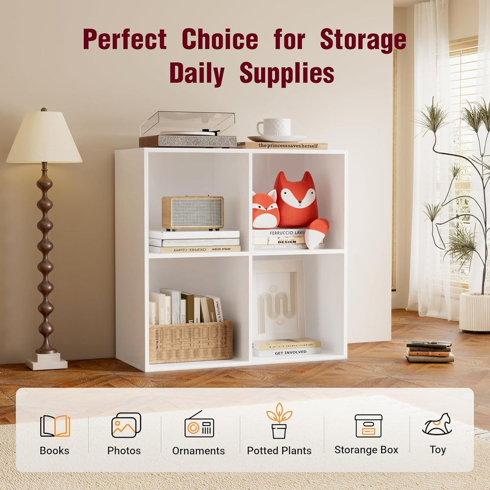 Book Shelf, Wooden Cube Storage Organizer with 11" Open Cubes, Stackable...