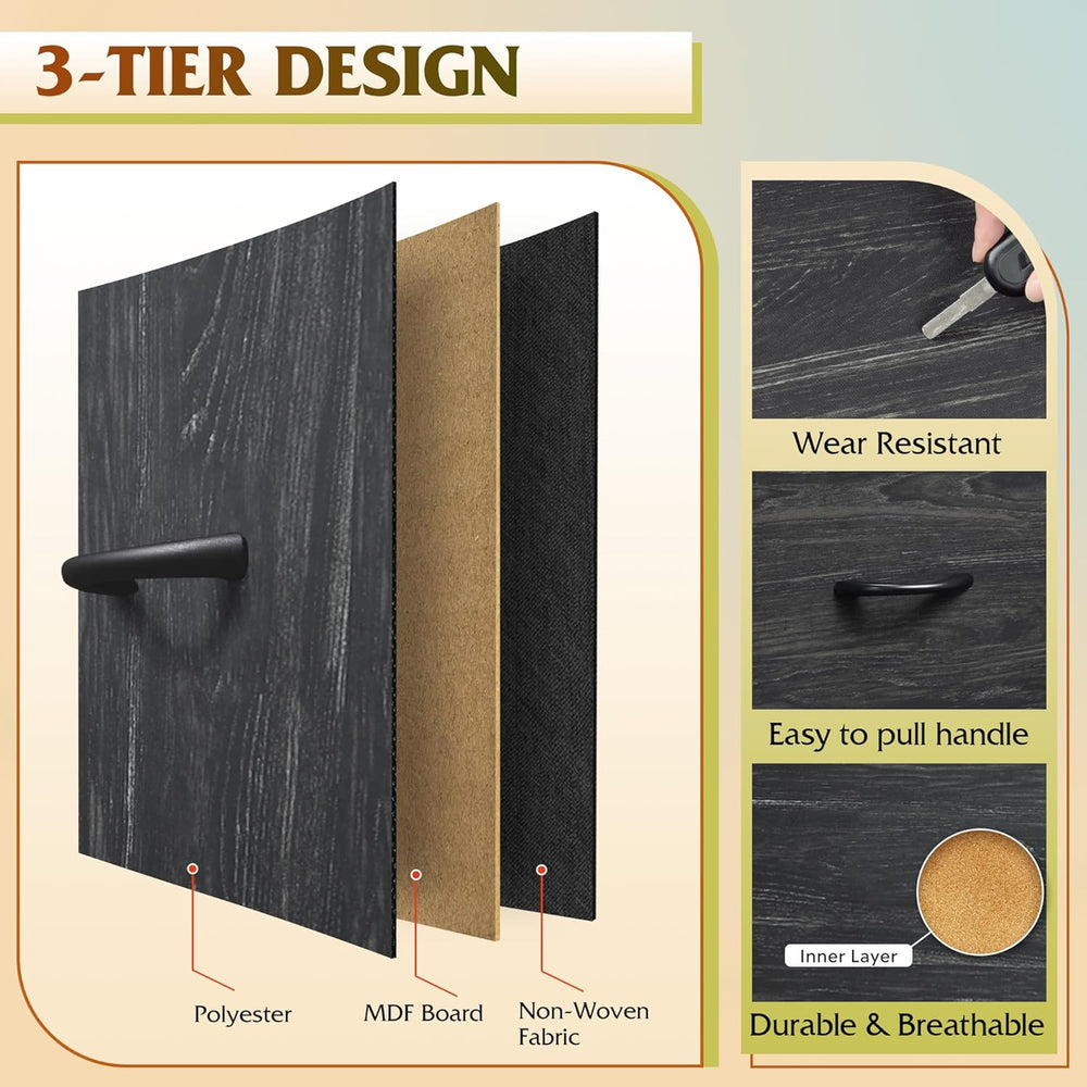 WLIVE Tall Dresser for Bedroom, 11 Drawer Fabric Dresser, Black Wood Grain