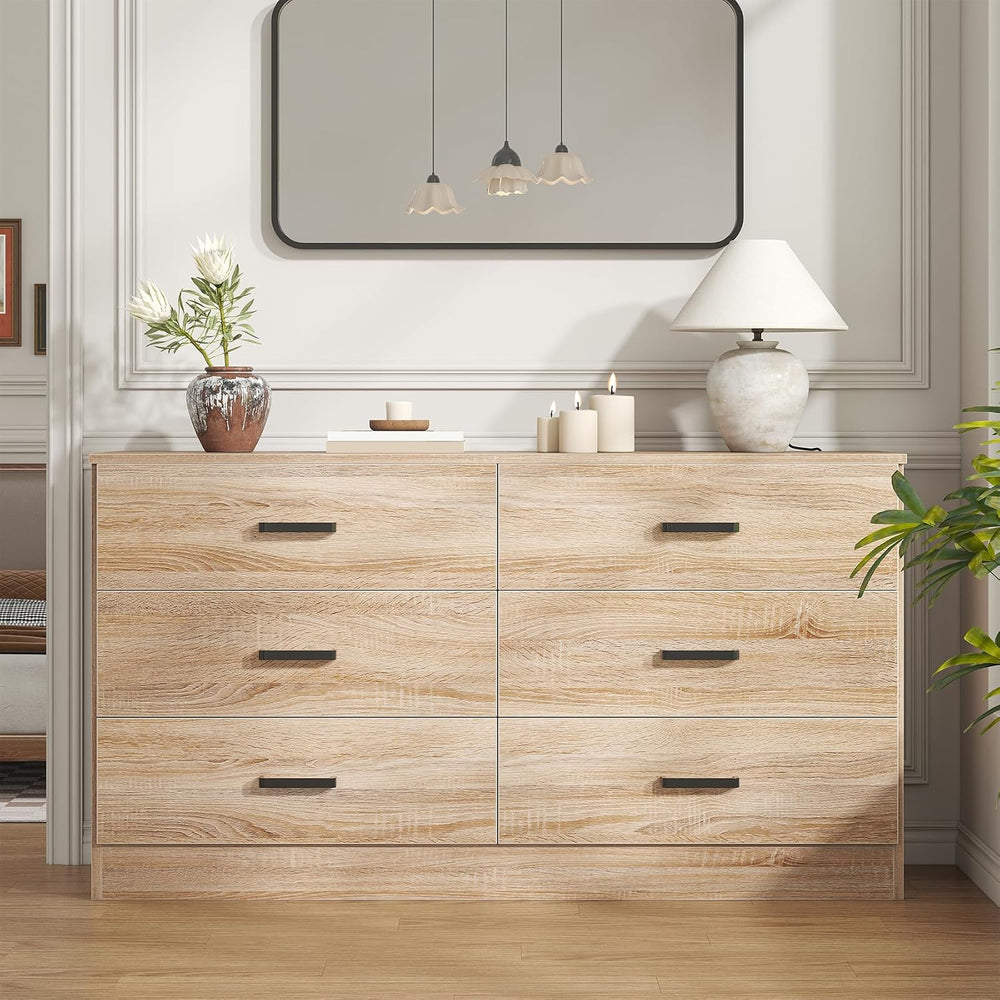 Dresser for Bedroom, 6 Drawer Double Dresser, Modern Chest of Drawers with De...