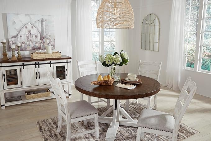 Signature Design by Ashley Valebeck Farmhouse Cushioned Dining Chair, 2 Count...