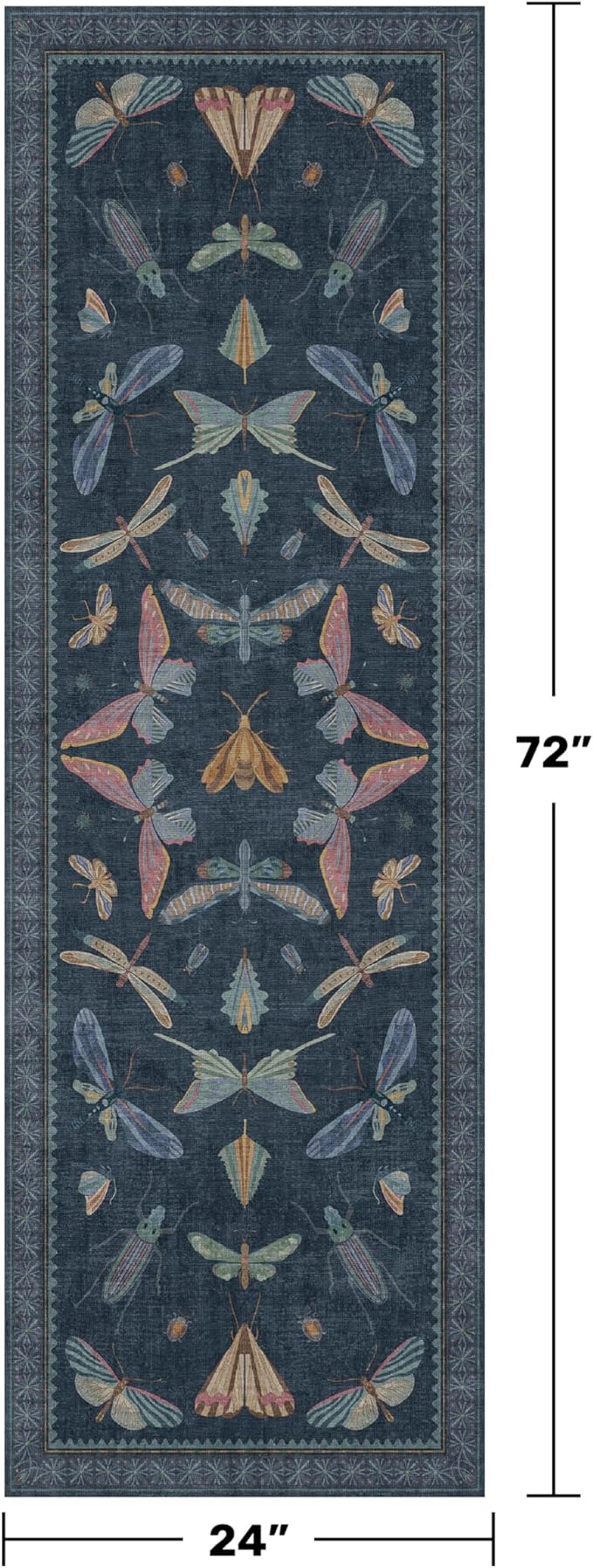 Vintage 2x6 Navy Blue Bathroom Rugs