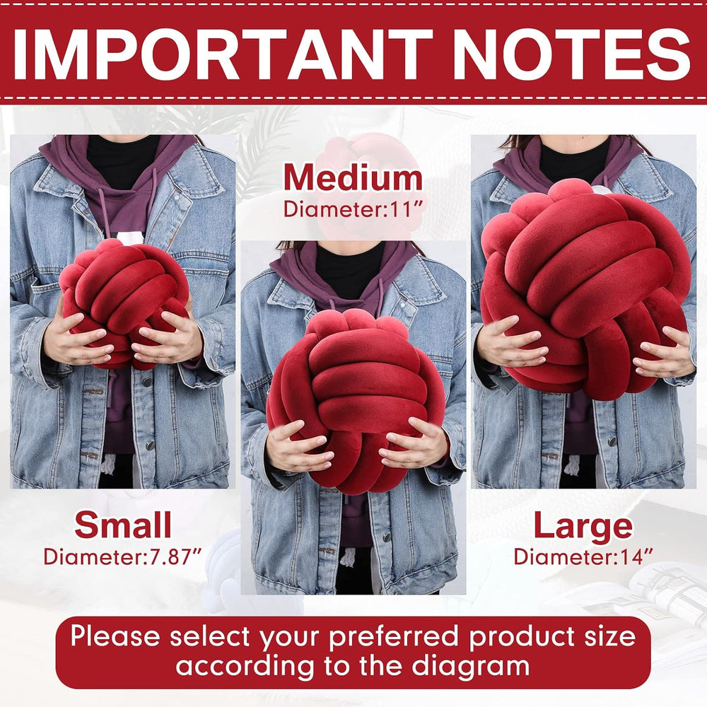 Namalu 10.6 Inches 2 Pcs Knot Pillow Decorative Throw Pillow, Wine Red