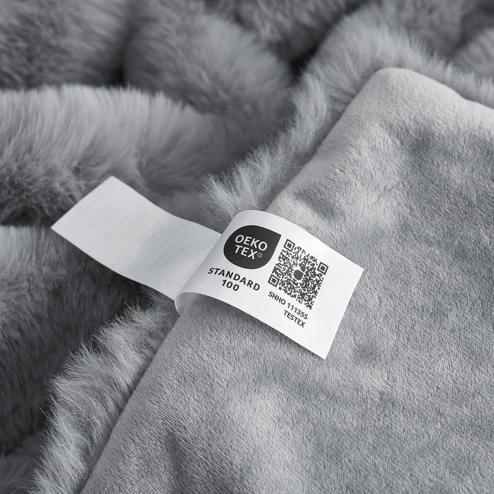 Cozy Bliss Bubble Faux Fur Throw Blanket for Couch, Light Grey, 50"x60&q...