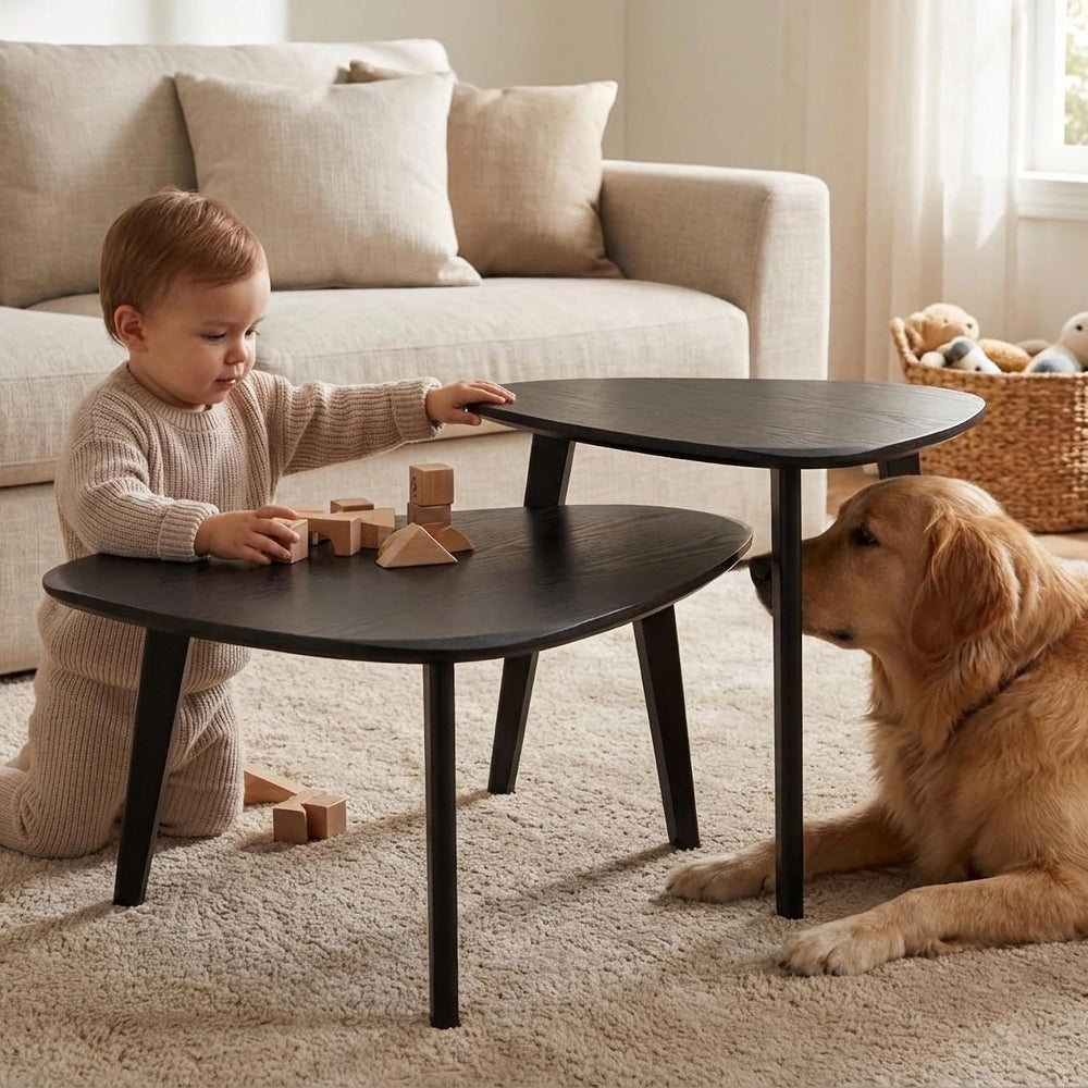 Nesting Coffee Table Set of 2-Mid Century Modern Coffee Table