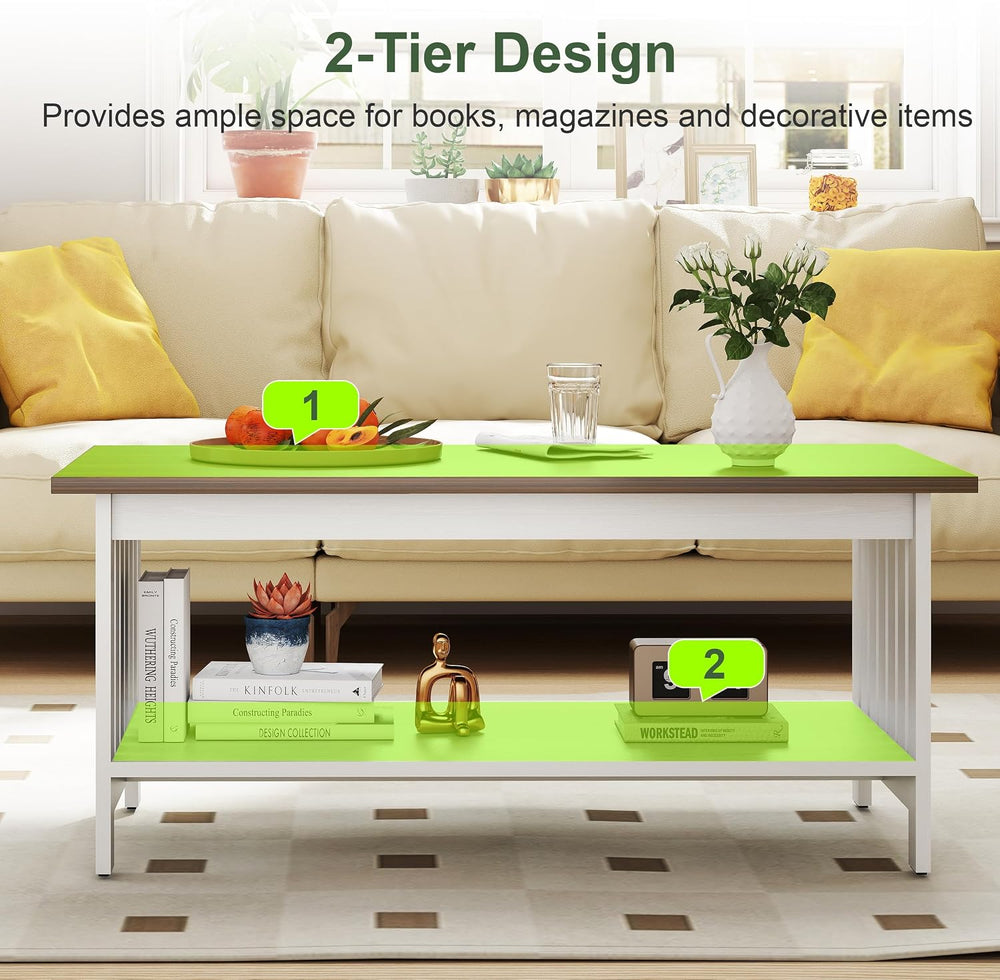 39.4" Farmhouse Coffee Table, Small Coffee Tables for Living Room