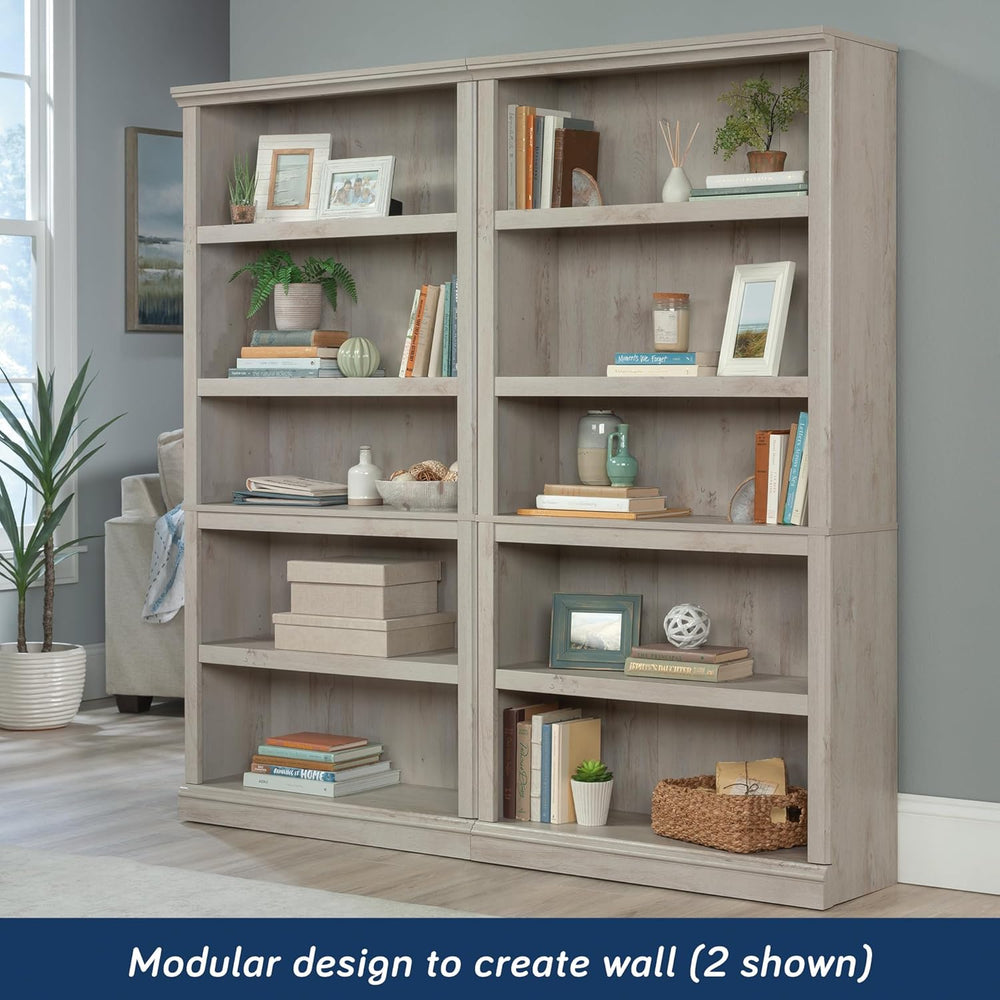 Sauder 5 Tier Book Shelf Wooden Bookcase Multipurpose Bookshelf for Home Offi...