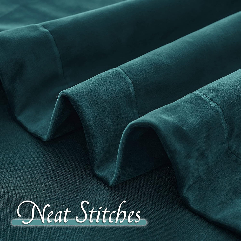RYB HOME Teal Velvet Blackout Curtains 84 inches for Bedroom Living Room