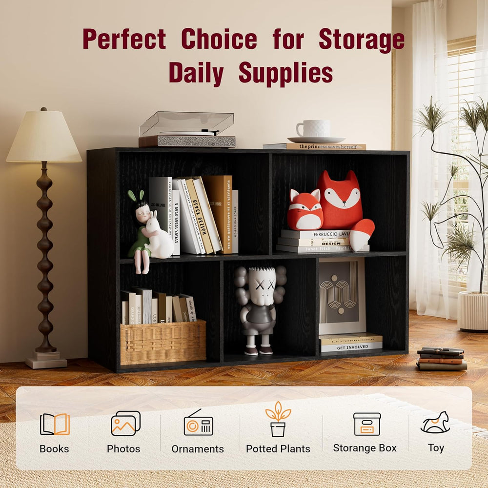 Book Shelf, Wooden Cube Storage Organizer with 11" Open Cubes, Stackable...