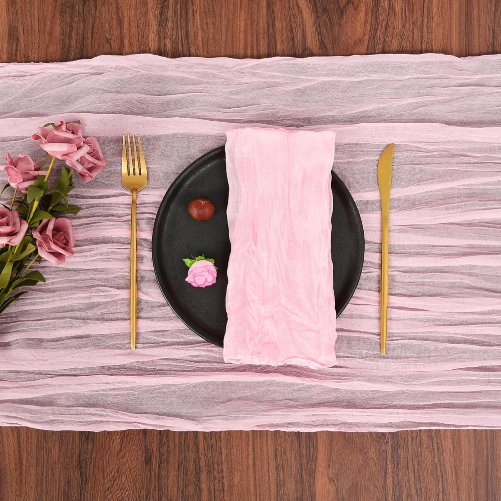 fani 100 Pack Gauze Cheesecloth Napkins, 20 x 20 in, Light Pink | Wrinkled Ta...